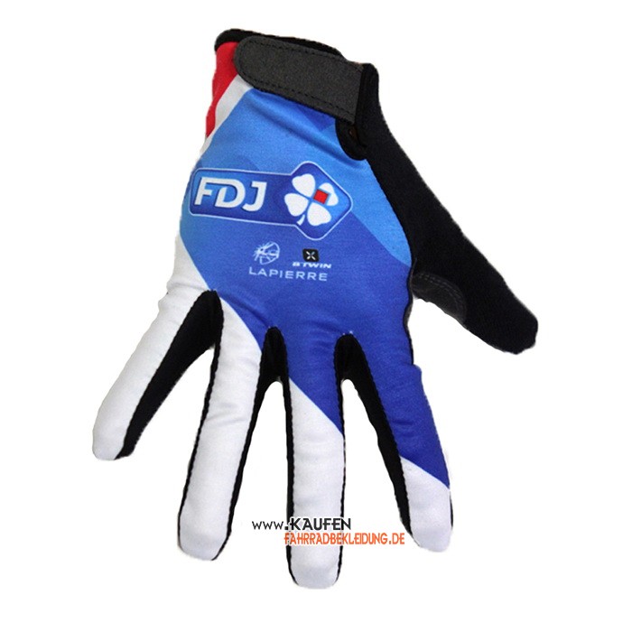 2020 FDJ Lange Handschuhe Wei Blau Shwarz